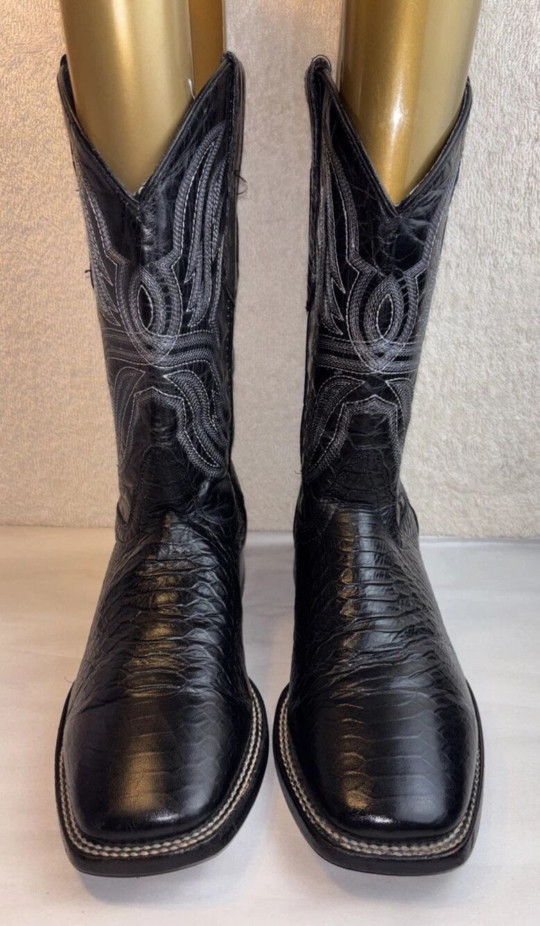 Veretta Boots Black Leather Western Cowboy Boots Men Size 9.5